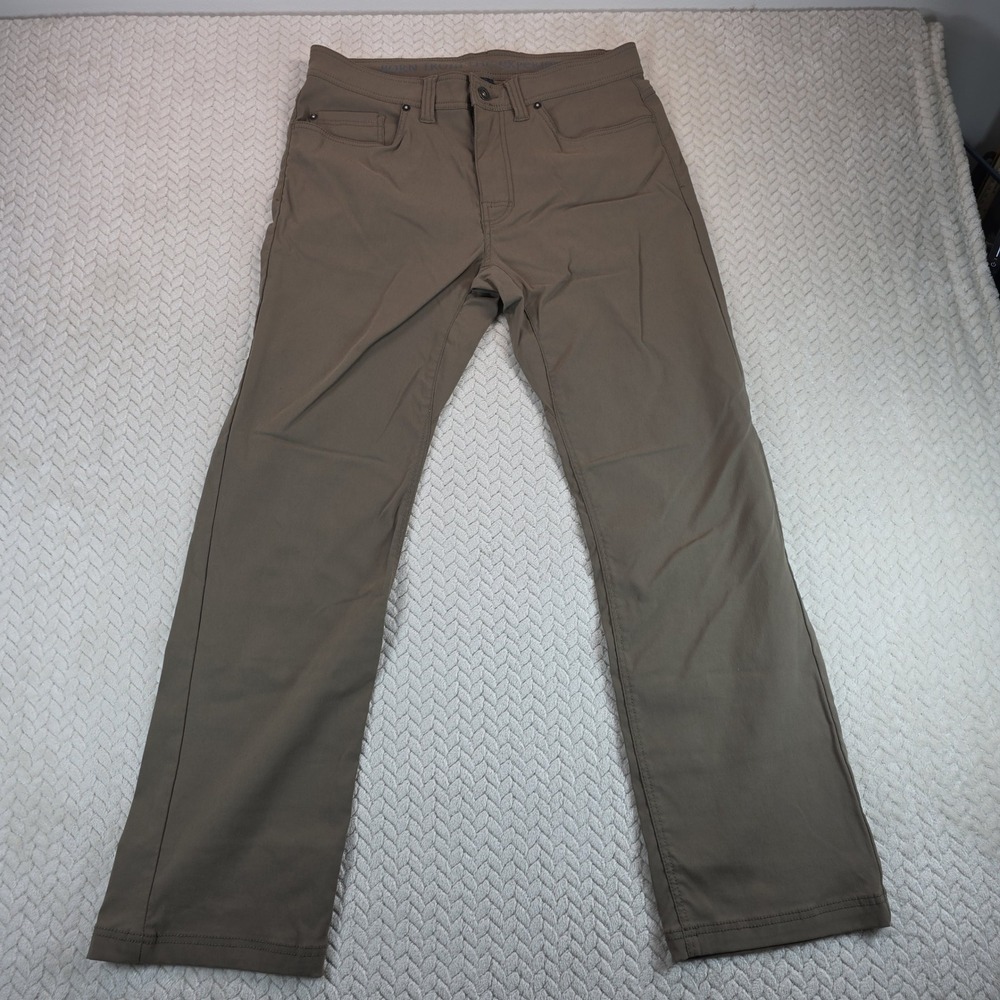 Prana Pants Mens 32x30 Slim Fit Zion Mud Brown Stretch Hiking Outdoor Work Nylon